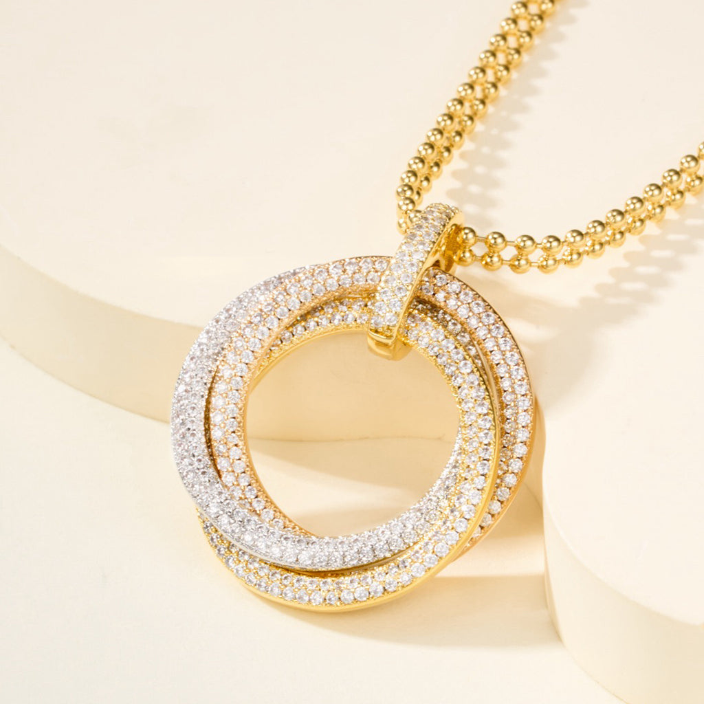 [OAKJURI Jewelry] TRINITY LARGE FULL DIAMOND  NECKLACE