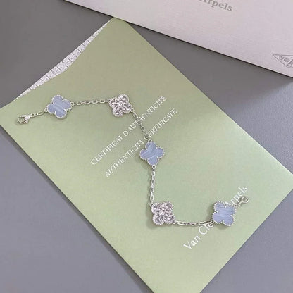 [OAKJURI Jewelry] CLOVER 5 MOTIF PURPLE CHALCEDONY BRACELET COLLECTION