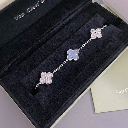 [OAKJURI Jewelry] CLOVER 5 MOTIF PURPLE CHALCEDONY BRACELET COLLECTION