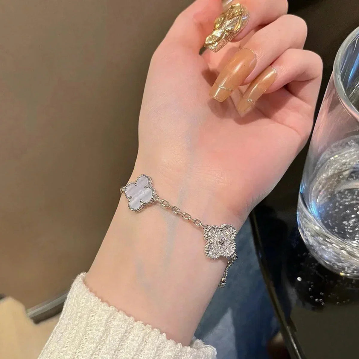 [OAKJURI Jewelry] CLOVER 5 MOTIF PURPLE CHALCEDONY BRACELET COLLECTION