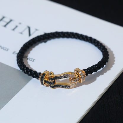 [OAKJURI Jewelry]FORCE LARGE HORSESHOE BLACK WHITE DIAMOND BRACELET ROSE GOLD