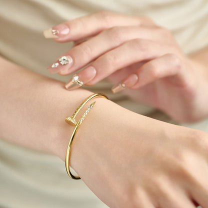 [OAKJURI Jewelry] JUSTE Diamond & LOVE Diamond-Paved Bracelet Stack Set