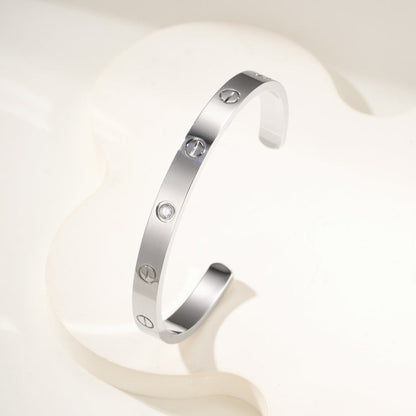 [OAKJURI Jewelry] LOVE BRACELET 6.1MM 1 DIAMOND OPEN CUFF