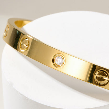 [OAKJURI Jewelry] LOVE BRACELET 6.1MM 1 DIAMOND OPEN CUFF