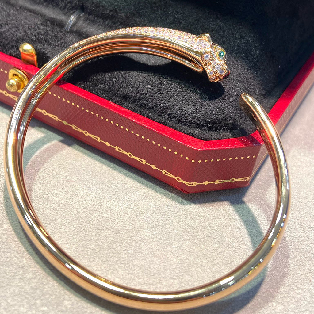 [OAKJURI Jewelry] PANTHERE HALF DIAMOND OPEN BRACELET