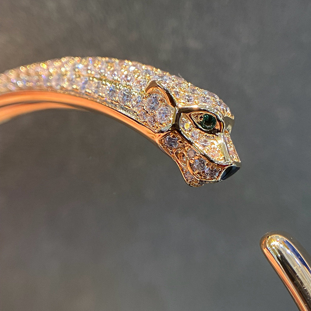 [OAKJURI Jewelry] PANTHERE HALF DIAMOND OPEN BRACELET