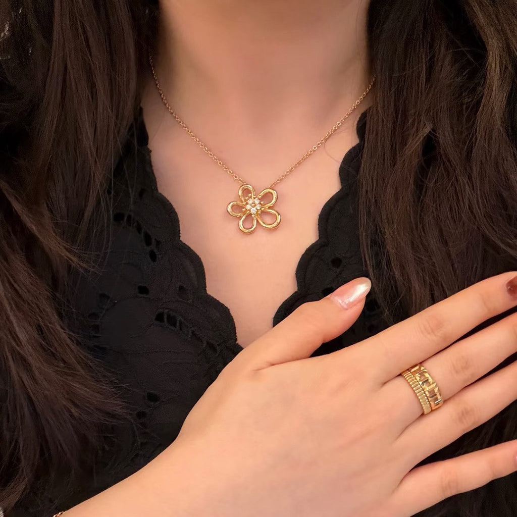 [OAKJURI Jewelry]FLOWERLACE NECKLACE 5 DIAMONDS