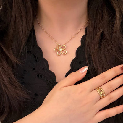 [OAKJURI Jewelry]FLOWERLACE NECKLACE 5 DIAMONDS