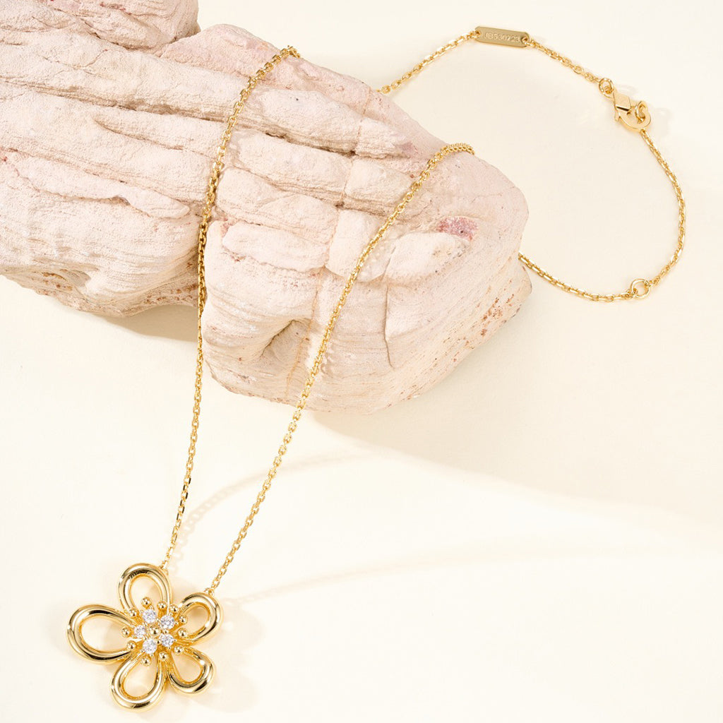 [OAKJURI Jewelry]FLOWERLACE NECKLACE 5 DIAMONDS
