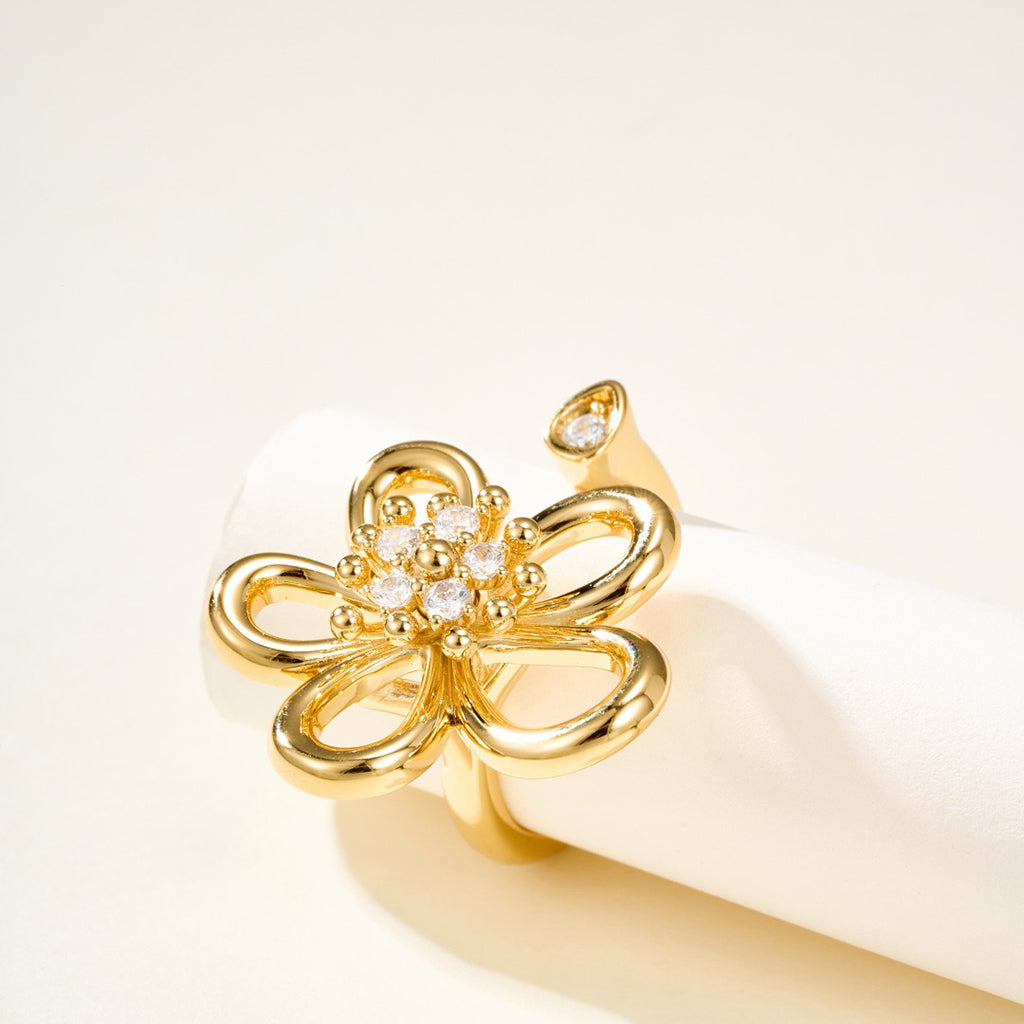 [OAKJURI Jewelry]  FLOWERLACE OPEN RING 5 DIAMONDS