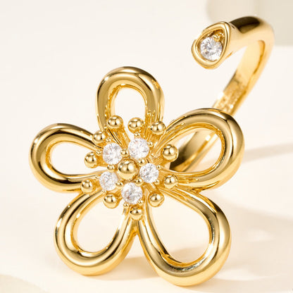 [OAKJURI Jewelry]  FLOWERLACE OPEN RING 5 DIAMONDS