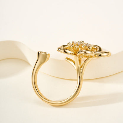 [OAKJURI Jewelry]  FLOWERLACE OPEN RING 5 DIAMONDS