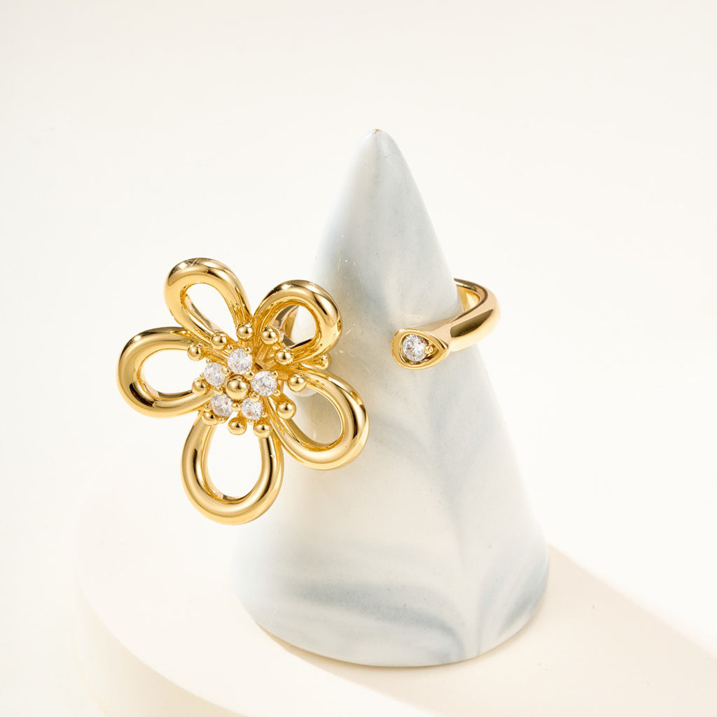 [OAKJURI Jewelry]  FLOWERLACE OPEN RING 5 DIAMONDS
