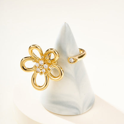 [OAKJURI Jewelry]  FLOWERLACE OPEN RING 5 DIAMONDS