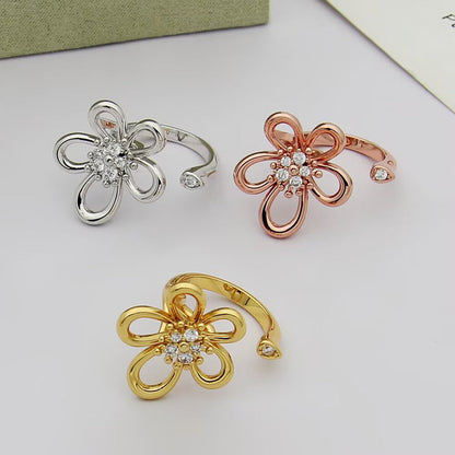 [OAKJURI Jewelry]  FLOWERLACE OPEN RING 5 DIAMONDS