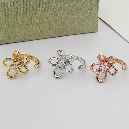 [OAKJURI Jewelry]  FLOWERLACE OPEN RING 5 DIAMONDS