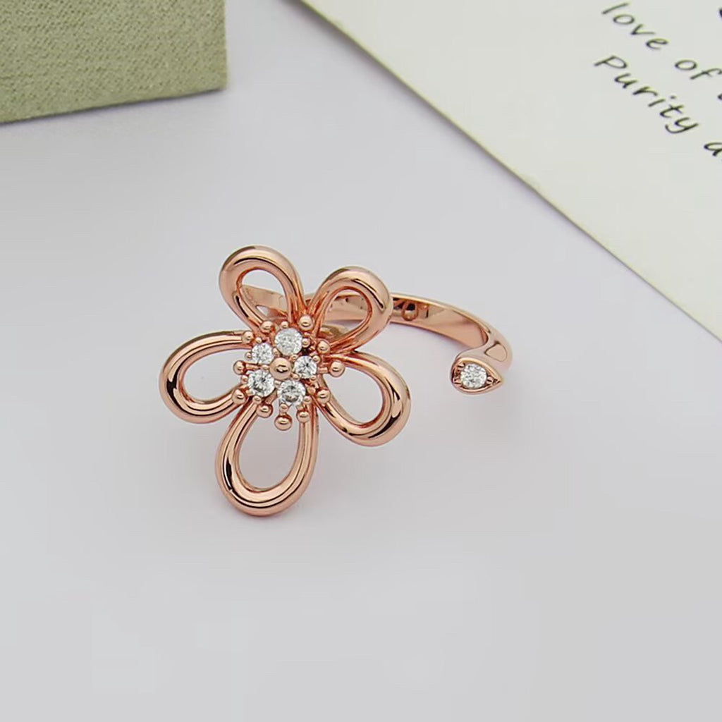 [OAKJURI Jewelry]  FLOWERLACE OPEN RING 5 DIAMONDS