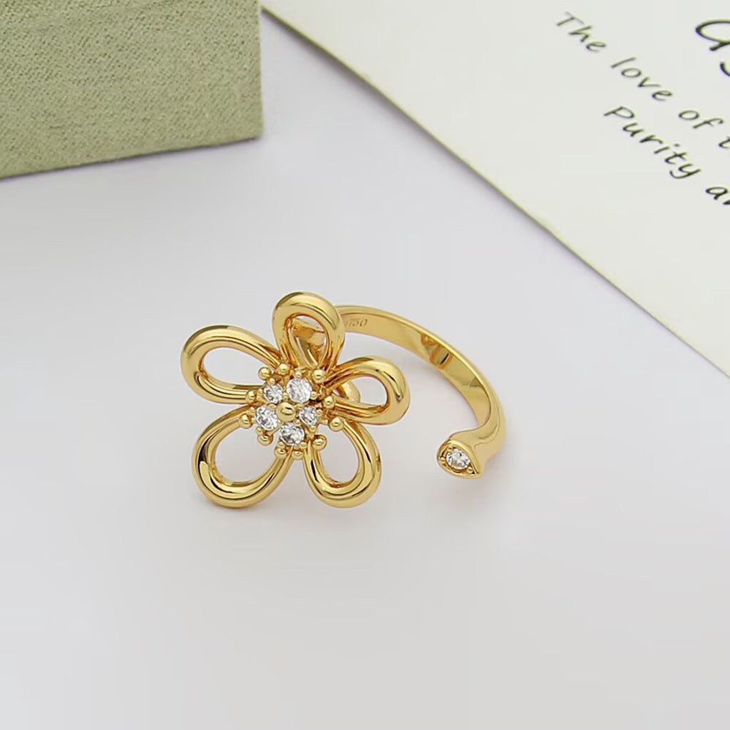 [OAKJURI Jewelry]  FLOWERLACE OPEN RING 5 DIAMONDS
