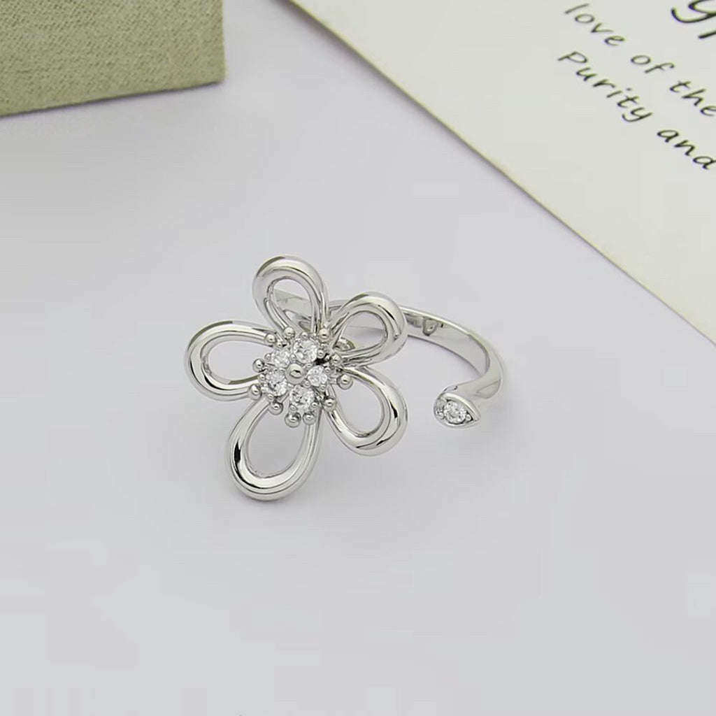 [OAKJURI Jewelry]  FLOWERLACE OPEN RING 5 DIAMONDS