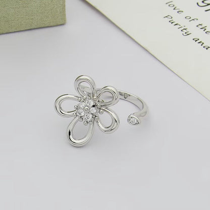 [OAKJURI Jewelry]  FLOWERLACE OPEN RING 5 DIAMONDS
