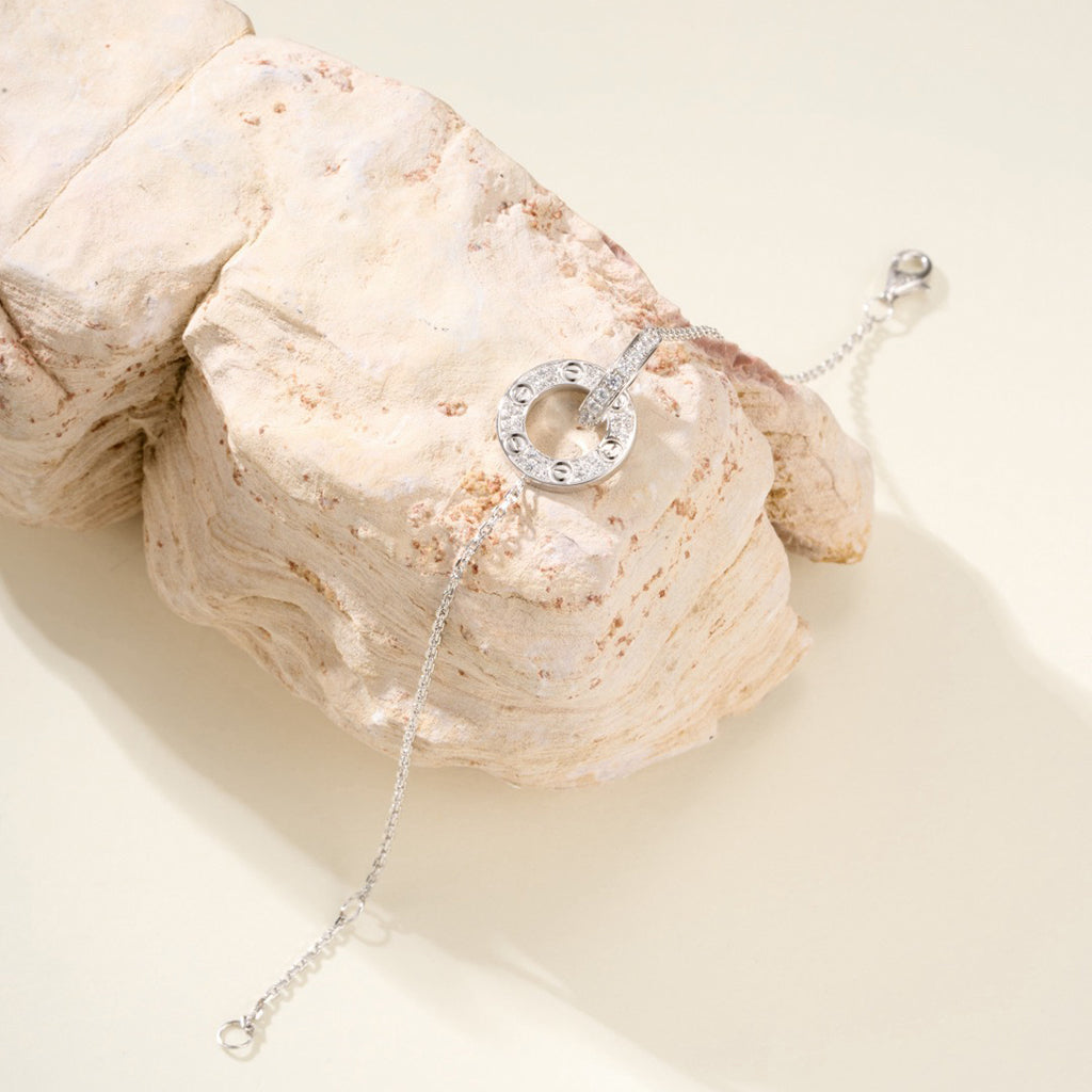 [OAKJURI Jewelry] LOVE DOUBLE RING FULL DIAMOND BRACELET
