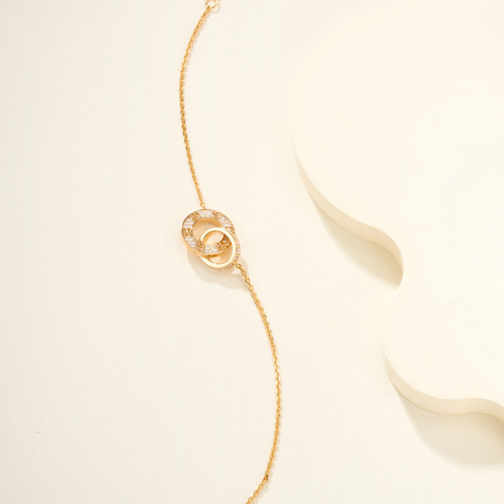 [OAKJURI Jewelry] LOVE DOUBLE RING FULL DIAMOND BRACELET