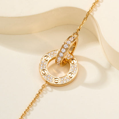 [OAKJURI Jewelry] LOVE DOUBLE RING FULL DIAMOND BRACELET