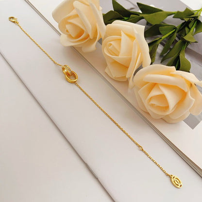 [OAKJURI Jewelry] LOVE DOUBLE RING HALF DIAMOND BRACELET