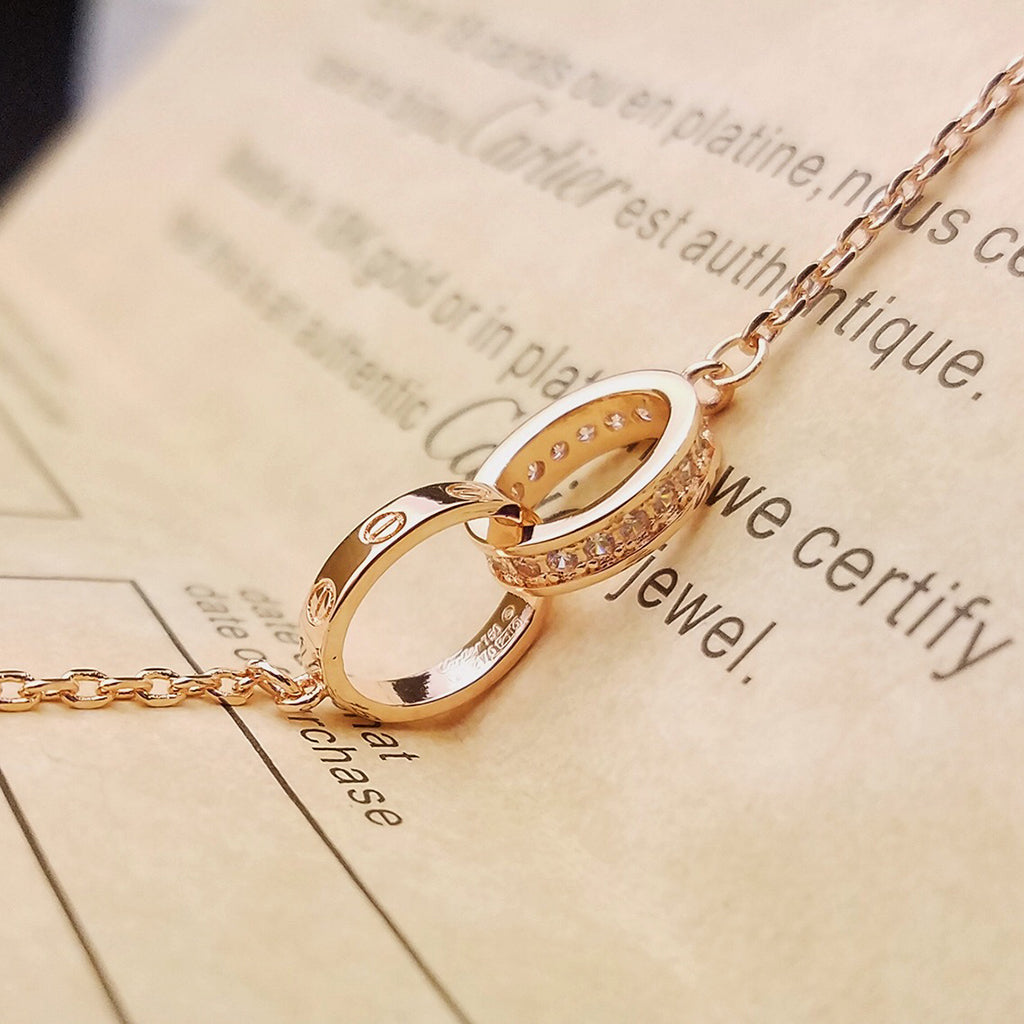 [OAKJURI Jewelry] LOVE DOUBLE RING HALF DIAMOND BRACELET