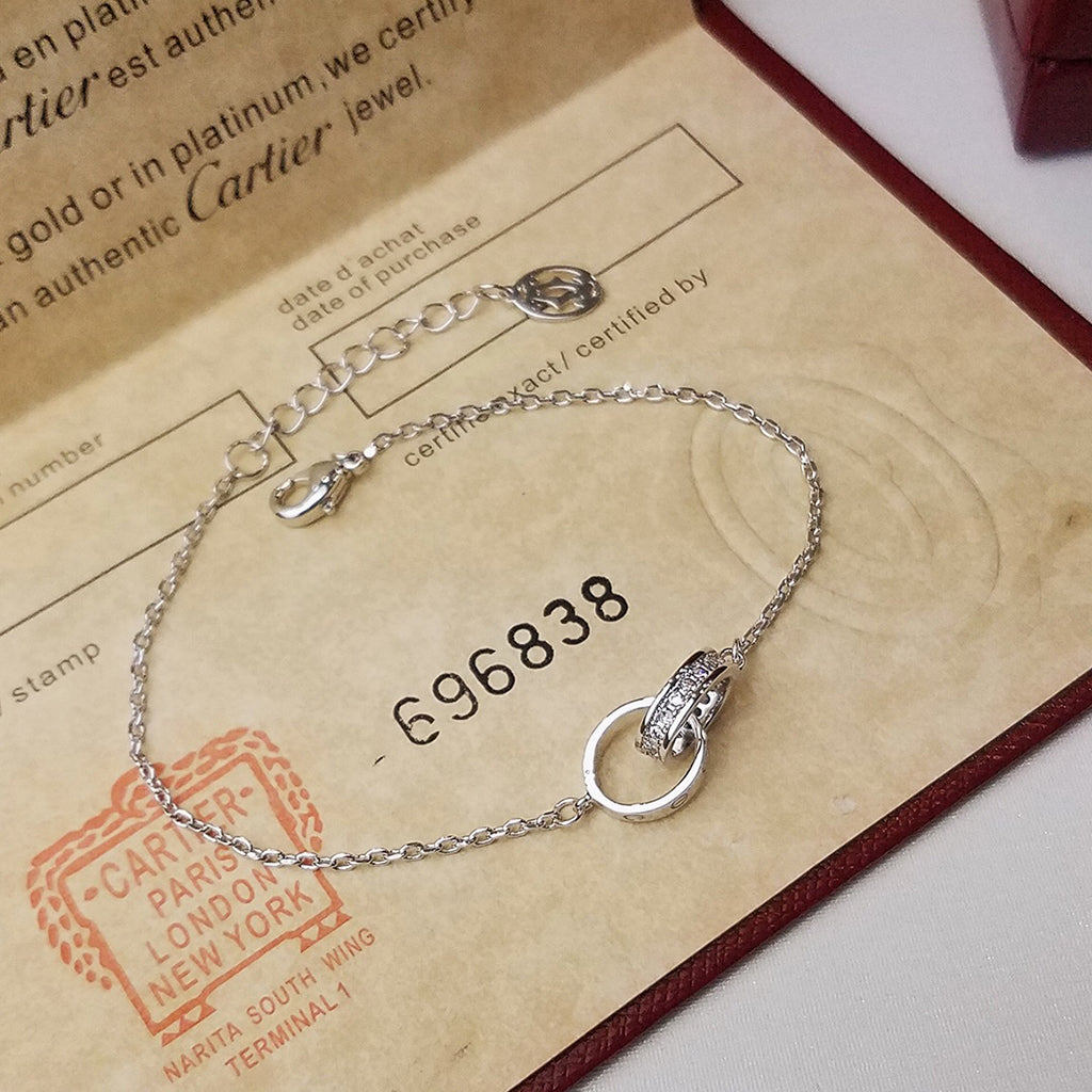 [OAKJURI Jewelry] LOVE DOUBLE RING HALF DIAMOND BRACELET