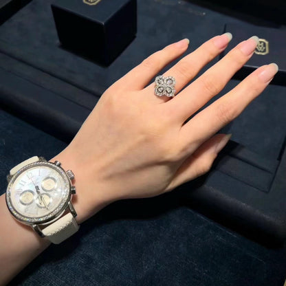 [OAKJURI Jewelry]LOOP RING FULL MOTIF DIAMOND 16MM SILVE