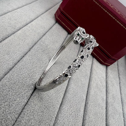 [OAKJURI Jewelry] PANTHERE DOUBLE HEADED HALF DIAMOND OPEN BRACELET