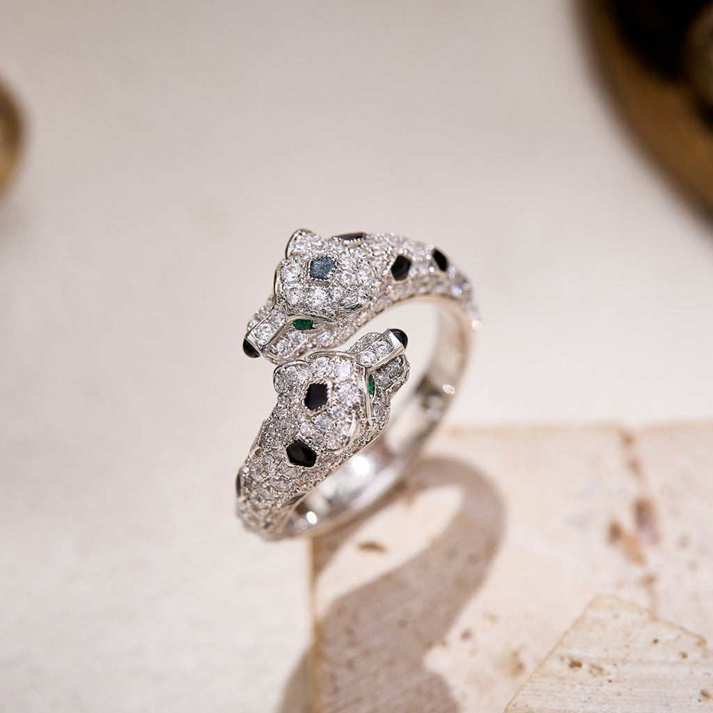 [OAKJURI Jewelry] PANTHERE DOUBLE HEADED FULL DIAMOND  RING