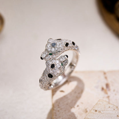 [OAKJURI Jewelry] PANTHERE DOUBLE HEADED FULL DIAMOND  RING