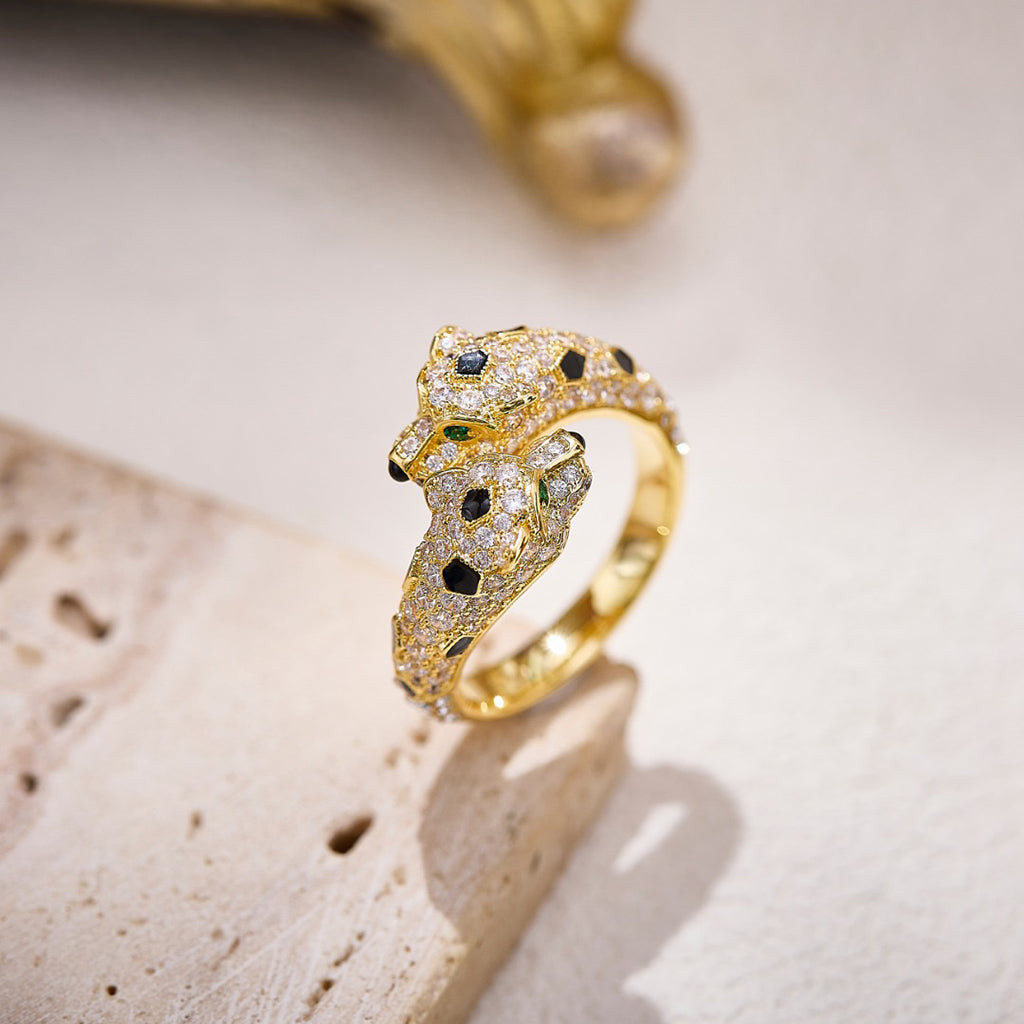 [OAKJURI Jewelry] PANTHERE DOUBLE HEADED FULL DIAMOND  RING