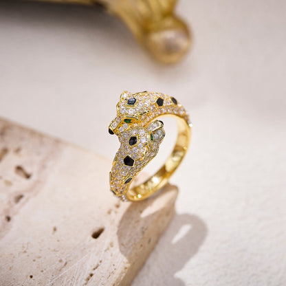 [OAKJURI Jewelry] PANTHERE DOUBLE HEADED FULL DIAMOND  RING