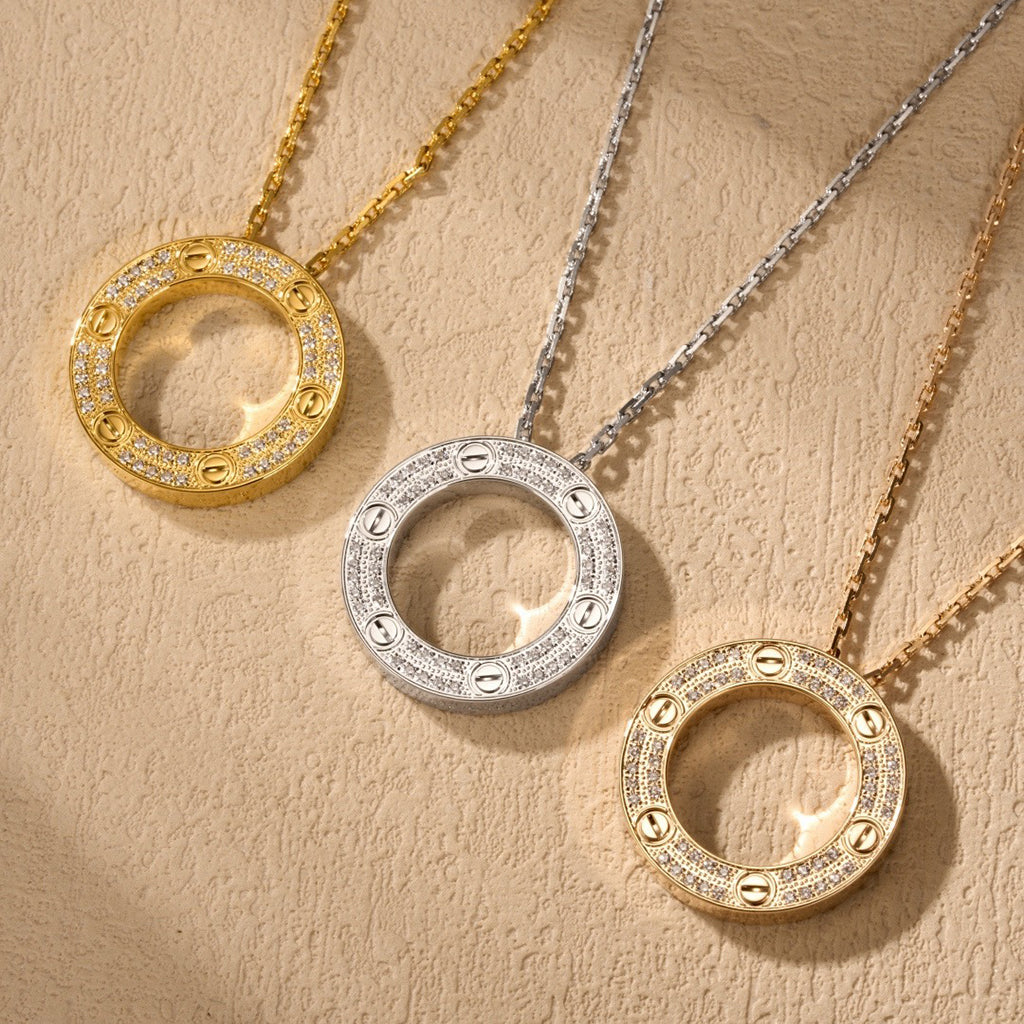 [OAKJURI Jewelry] LOVE NECKLACE 16MM  FULL DIAMOND