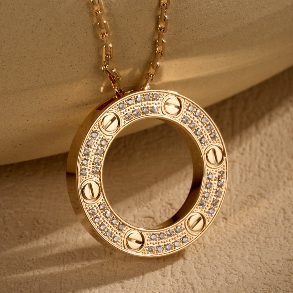 [OAKJURI Jewelry] LOVE NECKLACE 16MM  FULL DIAMOND