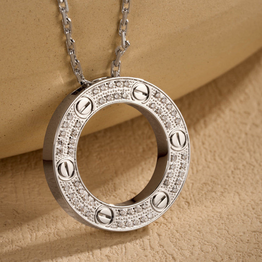 [OAKJURI Jewelry] LOVE NECKLACE 16MM  FULL DIAMOND