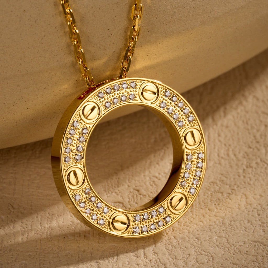 [OAKJURI Jewelry] LOVE NECKLACE 16MM  FULL DIAMOND