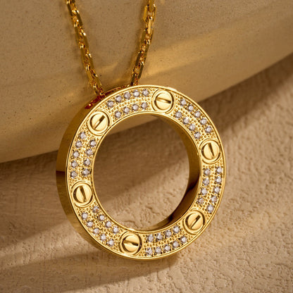 [OAKJURI Jewelry] LOVE NECKLACE 16MM  FULL DIAMOND