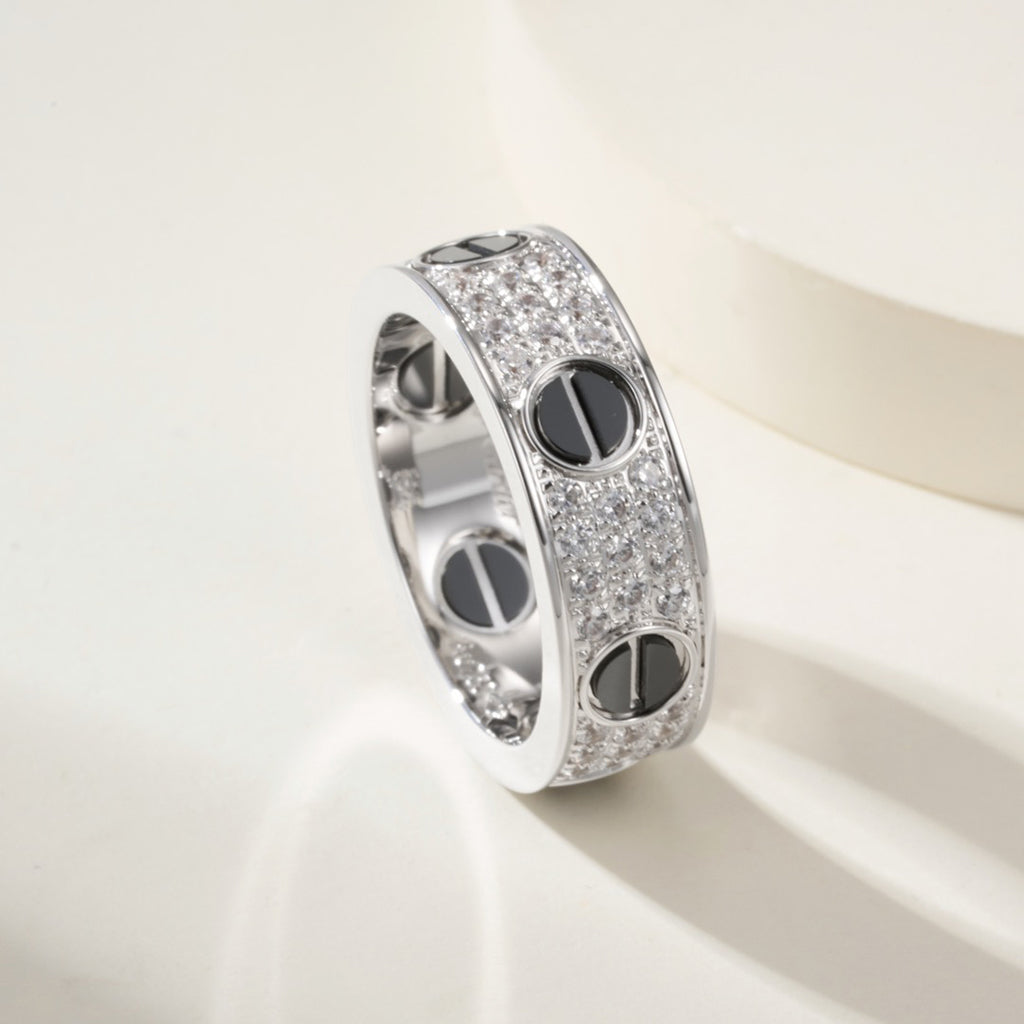 [OAKJURI Jewelry] LOVE RING 5.5MM DIAMONDS PAVED CERAMIC