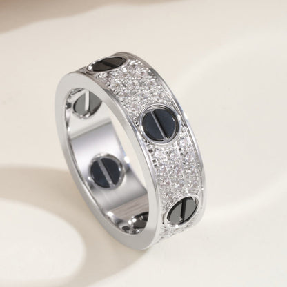 [OAKJURI Jewelry] LOVE RING 5.5MM DIAMONDS PAVED CERAMIC