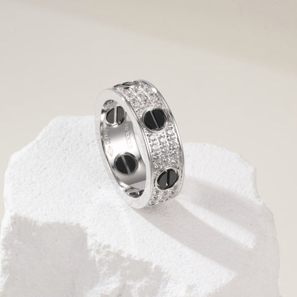 [OAKJURI Jewelry] LOVE RING 5.5MM DIAMONDS PAVED CERAMIC