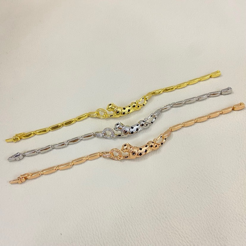 [OAKJURI Jewelry] PANTHERE HALF DIAMOND ON CHAIN BRACELET