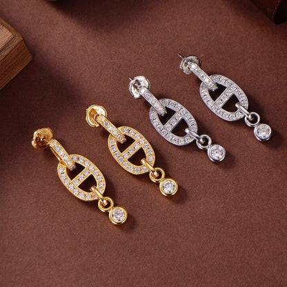 [OAKJURI Jewelry]HM CHAINE DIAMOND EARRINGS