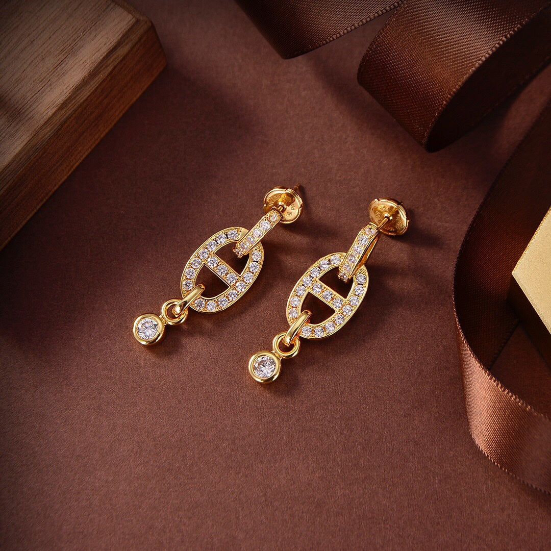 [OAKJURI Jewelry]HM CHAINE DIAMOND EARRINGS