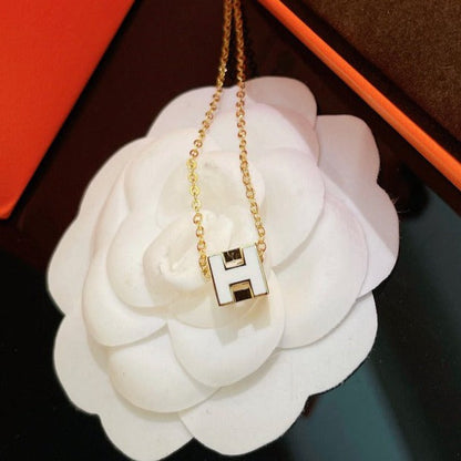 [OAKJURI Jewelry]H WHITE SQUARE GOLD NECKLACE