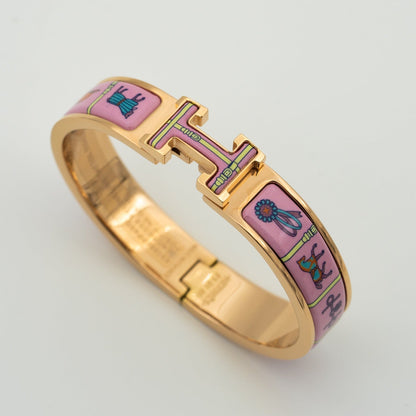 [OAKJURI Jewelry]H PINK GOLD BRACELET PINK CERAMIC