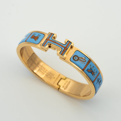 [OAKJURI Jewelry]H PINK GOLD BRACELET BLUE CERAMIC